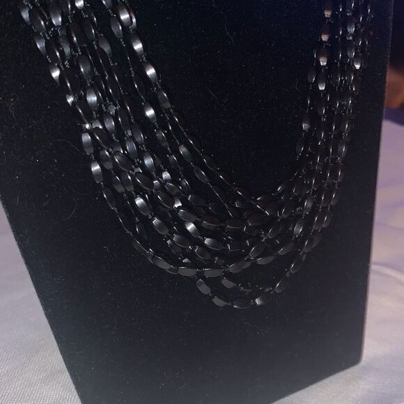 Vintage MCM Whimsigoth Black Beaded Multi Strand Necklace 25” - Picture 9 of 16